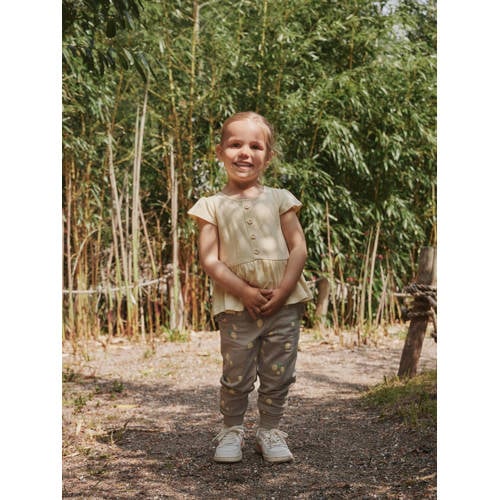 name it MINI top NMFDARLEEN lichtgeel Meisjes Katoen Ronde hals Effen 80
