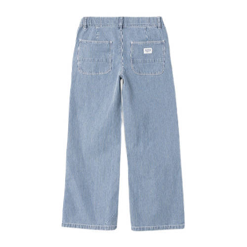 Name it KIDS gestreepte wide leg jeans NKFROSE medium blue denim Blauw 116