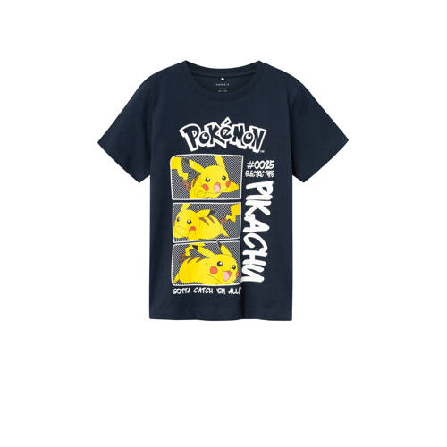 NAME IT KIDS Pokemon T-shirt NKMMANIANDER met printopdruk zwart Jongens Katoen Ronde hals - 110