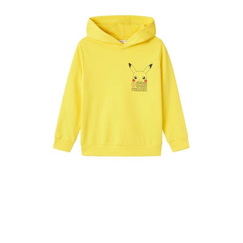 NAME IT KIDS hoodie NKMFRAISER met printopdruk geel Sweater Printopdruk