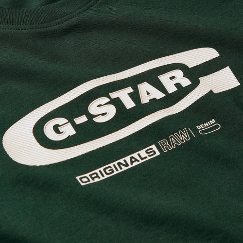 G-Star Raw T-shirt t- shirt s\s regular donkergroen ecru Jongens Katoen Ronde hals 140