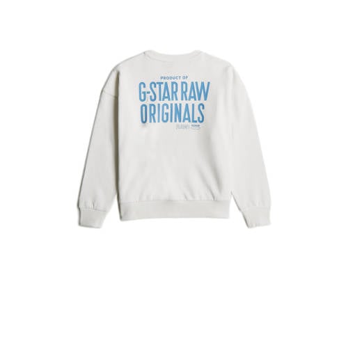 G-Star Raw sweater loose wit lichtblauw Effen 164