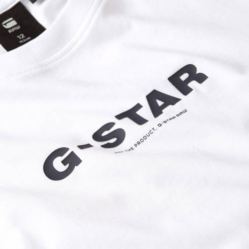 G-Star Raw T-shirt t-shirt s\s loose met logo wit Jongens Meisjes Katoen Ronde hals 116