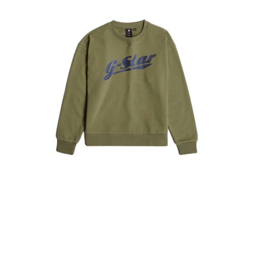 G-Star RAW sweater sweater loose mosgroen Effen - 116