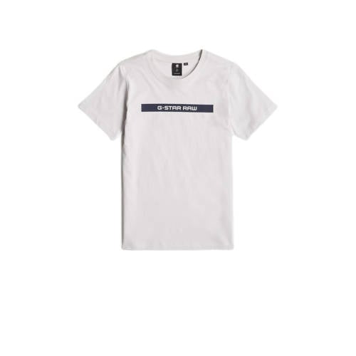 G-Star RAW T-shirt t-shirt s\s regular met logo wit/zwart Jongens Katoen Ronde hals