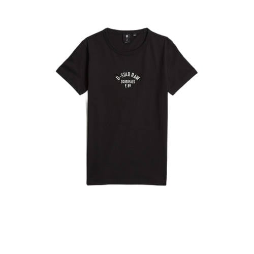 G-Star RAW T-shirt t-shirt s\s slim met printopdruk zwart Meisjes Katoen Ronde hals