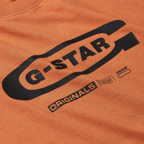 G-Star Raw T-shirt t- shirt s\s regular met logo donkeroranje Jongens Katoen Ronde hals 152