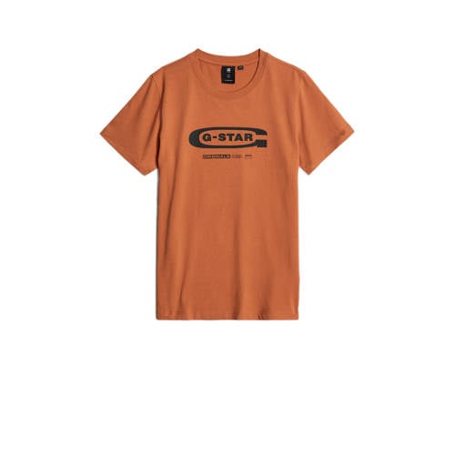 G-Star RAW T-shirt t- shirt s\s regular met logo donkeroranje Jongens Katoen Ronde hals