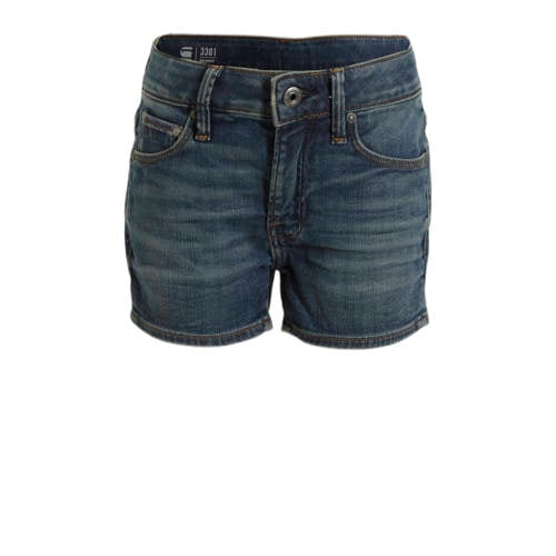G-Star RAW 3301 skinny shorts denim short sun faded indigo Korte broek Blauw Meisjes Katoen