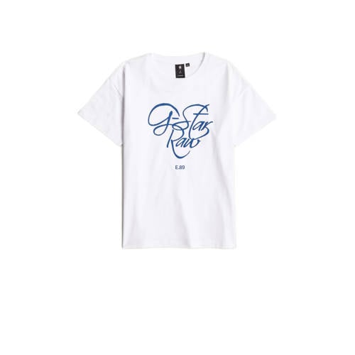 G-Star RAW T-shirt t-shirt s\s loose wit/donkerblauw Jongens/Meisjes Katoen Ronde hals