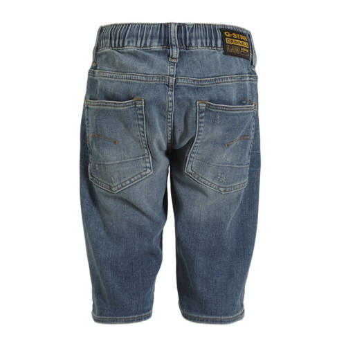 G-Star Raw 3301 slim pull up shorts denim short sun faded indigo destroyed Blauw Jongens Stretchdenim 140