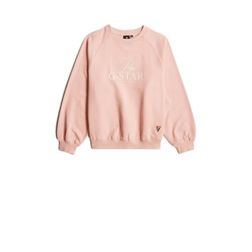 G-Star RAW sweater sweater loose raglan met tekst zalmroze Tekst