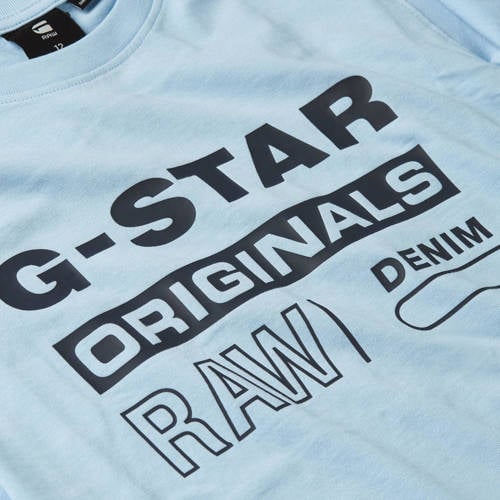 G-Star Raw T-shirt t-shirt s\s regular met printopdruk lichtblauw Jongens Katoen Ronde hals 152