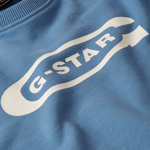 G-Star Raw sweater regular lichtblauw wit Effen 140