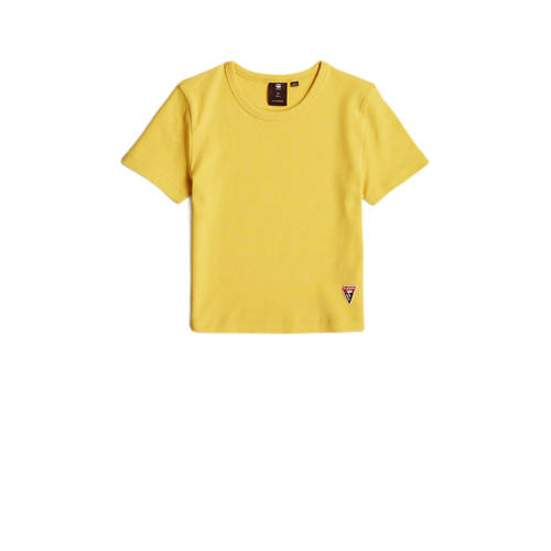 G-Star RAW T-shirt t-shirt s\s slim crop geel Meisjes Katoen Ronde hals