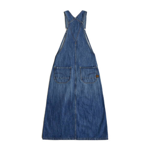 G-Star Raw overgooier Dungaree dress long faded cliffside blue Jurk Meisjes Denim Vierkante hals 176