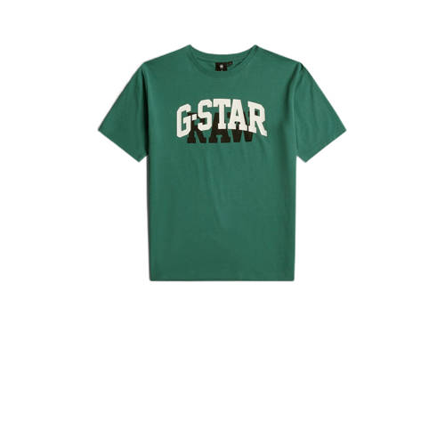 G-Star RAW T-shirt t-shirt s\s loose met printopdruk donkergroen/wit/zwart Jongens/Meisjes Katoen Ronde hals