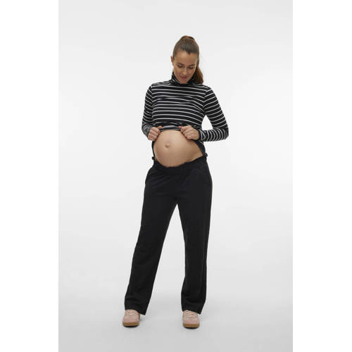 Mamalicious loose fit broek MLIVY zwart Dames Katoen Effen S