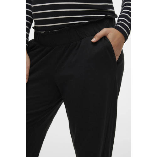 Mamalicious loose fit broek MLIVY zwart Dames Katoen Effen S