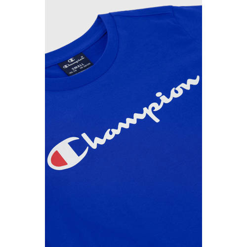 Champion T-shirt met logo blauw Jongens Katoen Ronde hals Logo 170 176