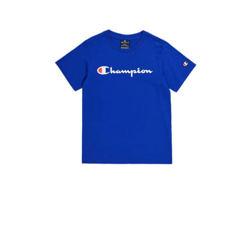 Champion T-shirt met logo blauw Jongens Katoen Ronde hals Logo
