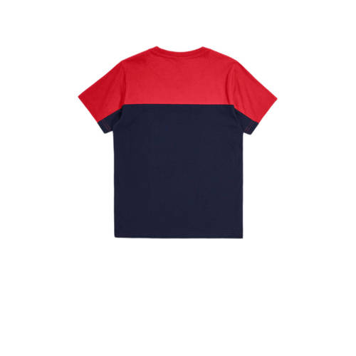 Champion T-shirt met logo donkerblauw rood Jongens Katoen Ronde hals Logo 134 140