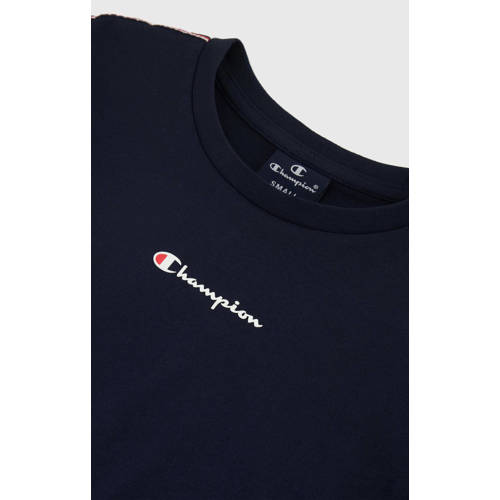 Champion T-shirt met logo donkerblauw Jongens Katoen Ronde hals Logo 122 128