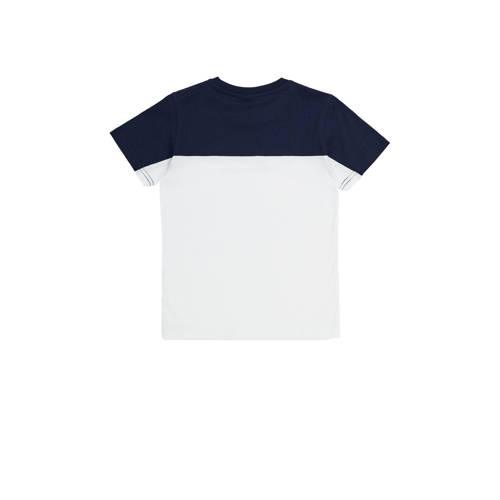 Champion T-shirt met logo wit donkerblauw Jongens Katoen Ronde hals Logo 158 164