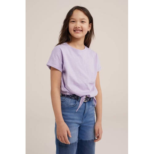 WE Fashion T-shirt slate purple Paars Meisjes Katoen Ronde hals Effen 98 104