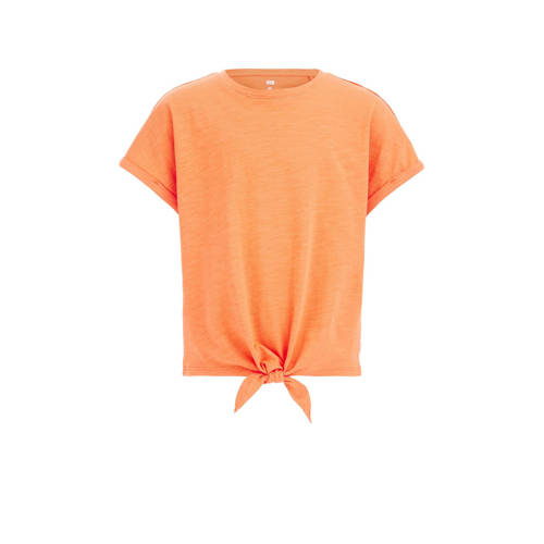 WE Fashion T-shirt coral rose Oranje Meisjes Katoen Ronde hals Effen