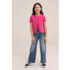 WE Fashion ribgebreid T-shirt intense pink