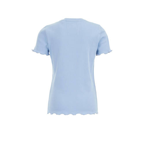 WE Fashion ribgebreid T-shirt nautical blue Blauw Meisjes Katoen Ronde hals 98 104