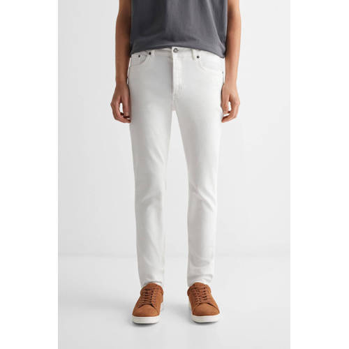 Mango Kids slim fit jeans wit Jongens Stretchdenim Effen 158(XXS)