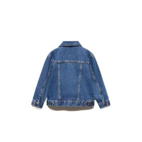 Mango Kids spijkerjas medium blue denim Blauw Effen 80