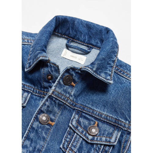 Mango Kids spijkerjas medium blue denim Blauw Effen 80