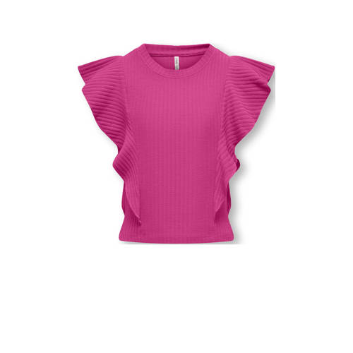KIDS ONLY GIRL T-shirt KOGNELLA fuchsia Top Roze Meisjes Polyester Ronde hals