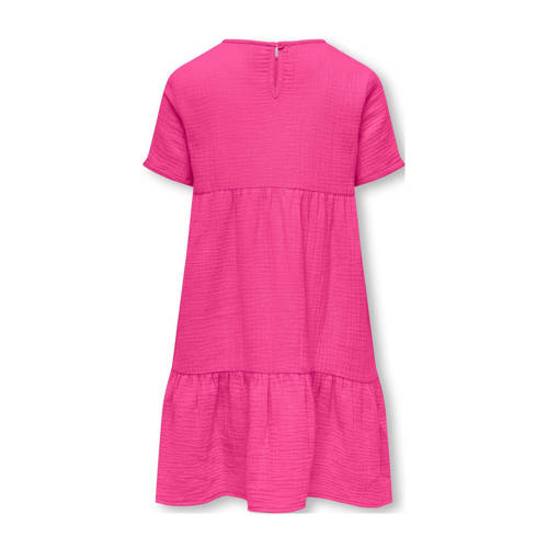 Only KIDS GIRL A-lijn jurk KOGTHYRA fuchsia Roze Meisjes Katoen Ronde hals 116