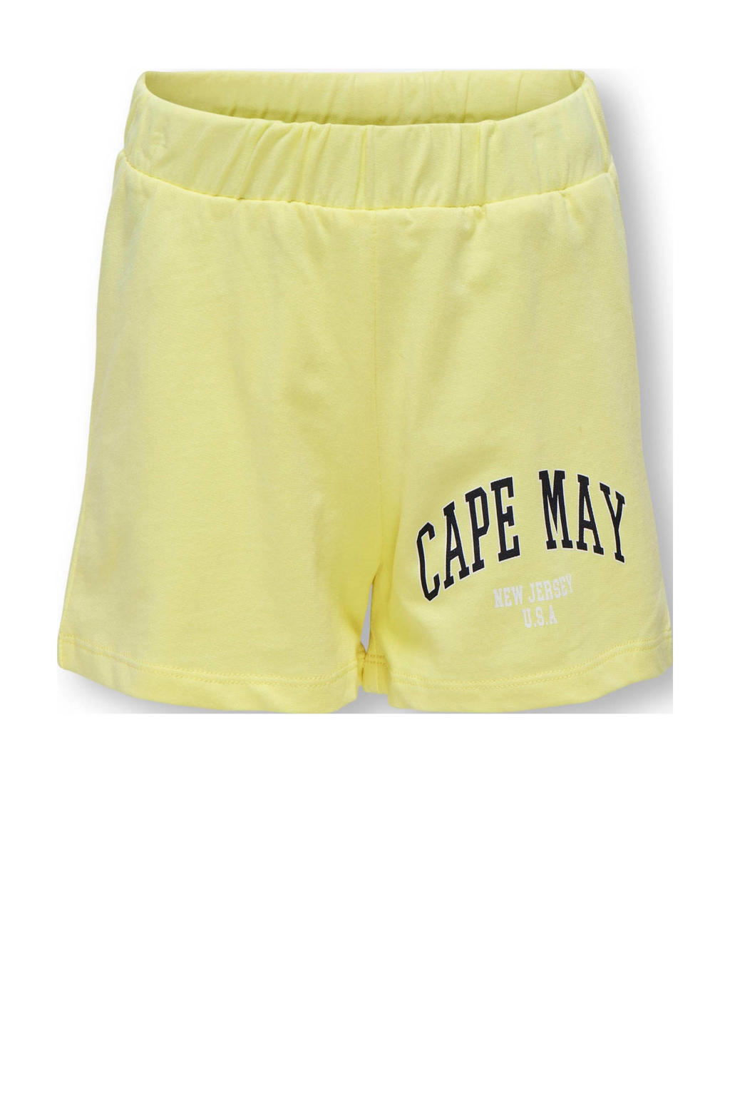 Gele meisjes KIDS ONLY GIRL regular fit sweatshort zonnig met elastische tailleband en tekst print
