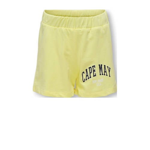 KIDS ONLY GIRL regular fit sweatshort KOGAMANDA met tekst zonnig geel Korte broek