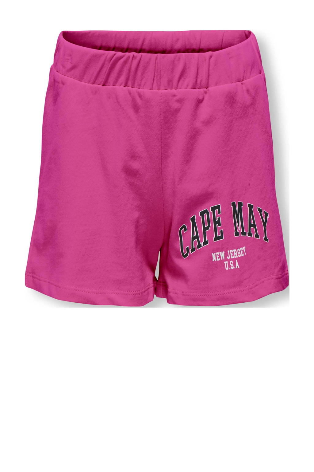 Fuchsia meisjes KIDS ONLY GIRL regular fit sweatshort met elastische tailleband en tekst print