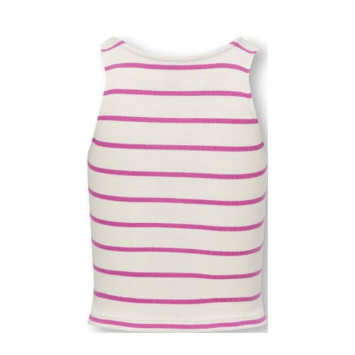 Only KIDS GIRL gestreepte top KOGNESSA roze wit Meisjes Stretchkatoen Ronde hals 122 128