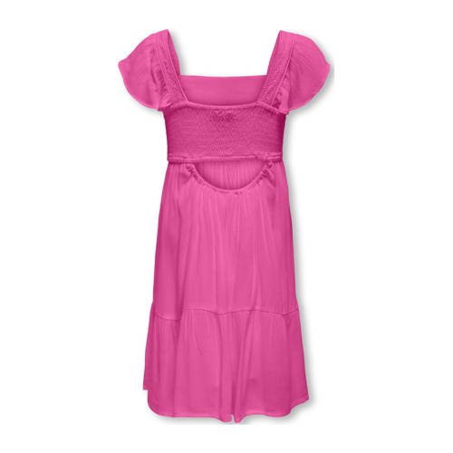 Only KIDS GIRL jurk KOGEVA fuchsia Roze Meisjes Katoen Vierkante hals Effen 128