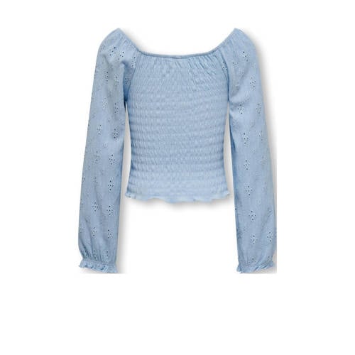 Only KIDS GIRL top KOGTILDA lichtblauw Meisjes Polyester Boothals Effen 122 128