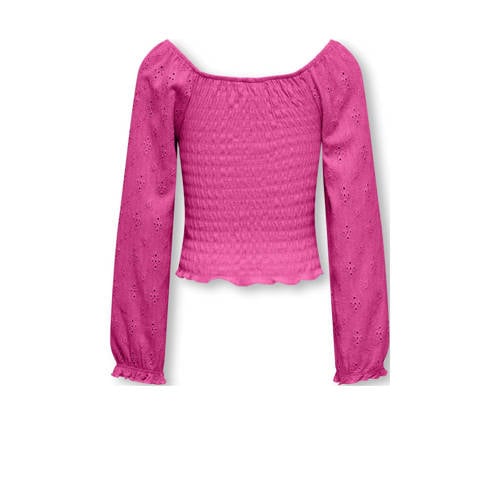 Only KIDS GIRL top KOGTILDA fuchsia Roze Meisjes Polyester Boothals Effen 122 128