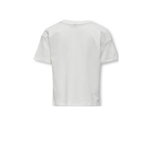 Only KIDS GIRL T-shirt KOGSINNA met tekst wit groen Meisjes Katoen Ronde hals 110 116