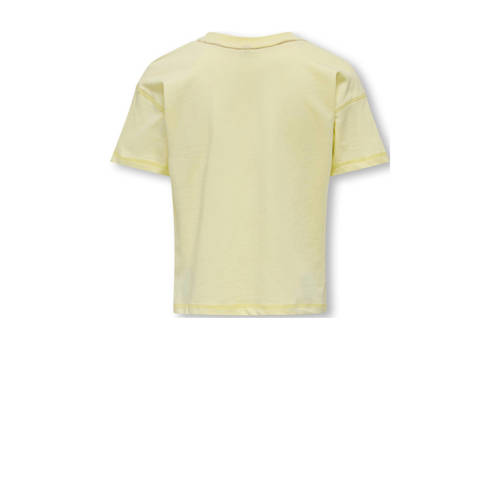 Only KIDS GIRL T-shirt KOGSINNA met tekst lichtgeel roze Meisjes Katoen Ronde hals 110 116