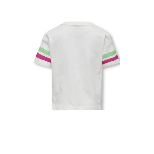 Only KIDS GIRL T-shirt KOGVERA LIFE met printopdruk wit rood groen Meisjes Katoen Ronde hals 110 116