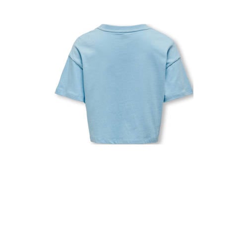 Only KIDS GIRL T-shirt KOGVILLA met tekst lichtblauw Meisjes Biologisch katoen Ronde hals 158 164