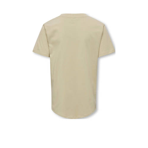 Only KIDS BOY T-shirt KOBTIM met tekst beige Jongens Katoen Ronde hals 122 128