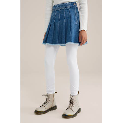 WE Fashion legging white uni Wit Meisjes Stretchkatoen Effen 158 164